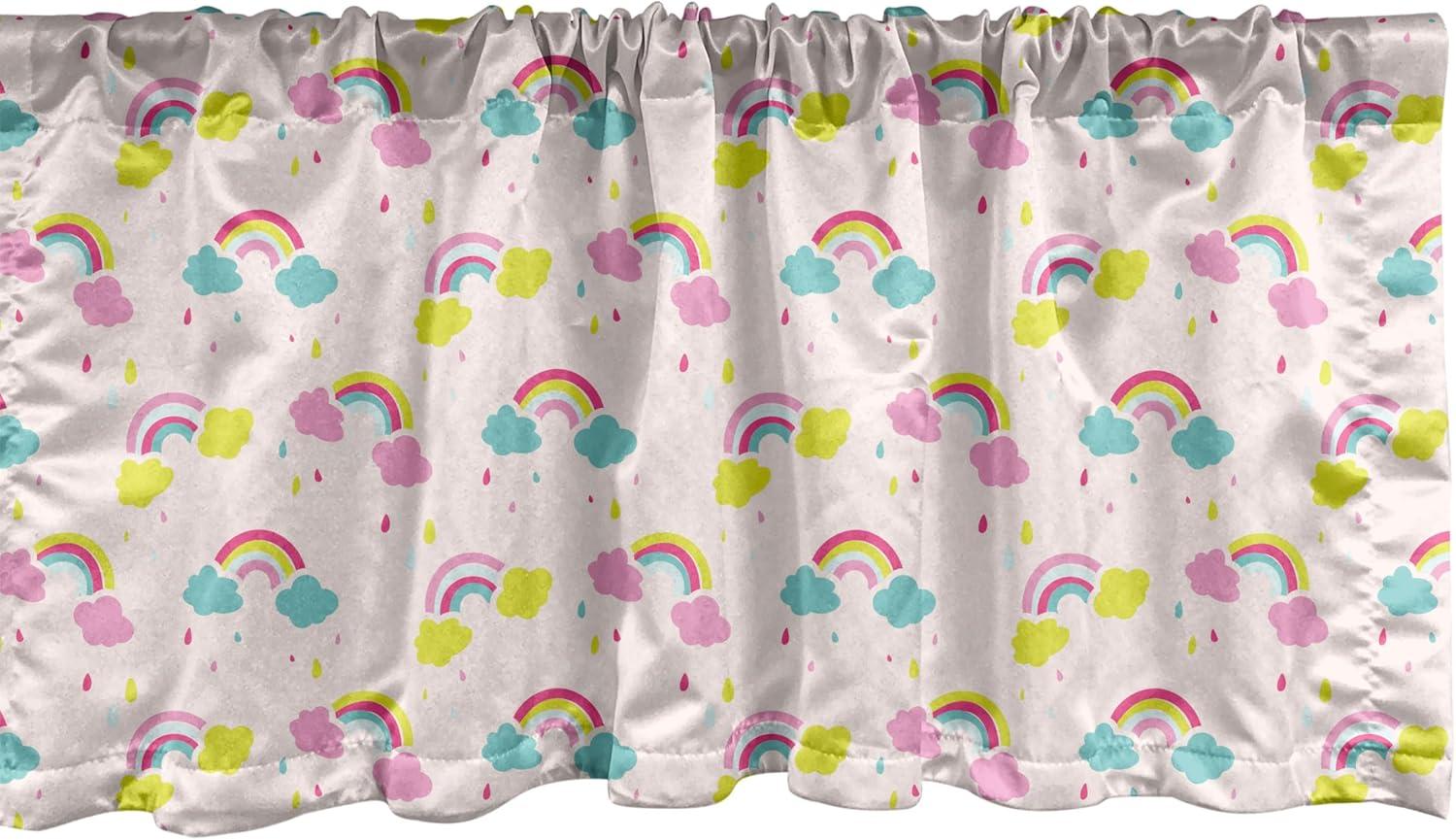 imageAmbesonne Lemons Window Valance Continuous Citrus Fruits Leaves Refreshing Cartoon Pattern Curtain Valance for Kitchen Bedroom Decor with Rod Pocket 54 X 18 Lime Green Earth YellowRose and Multicolor
