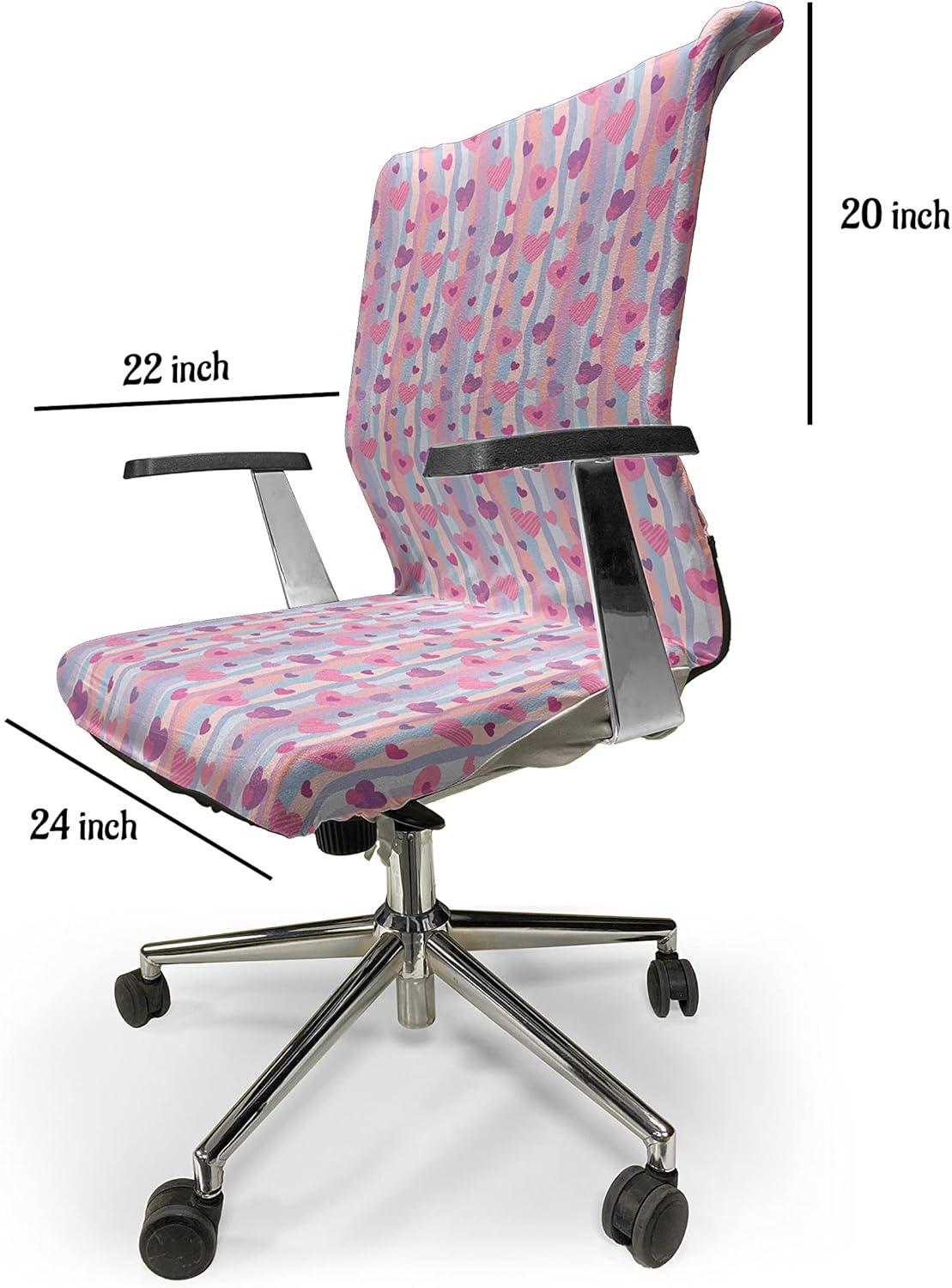 imageAmbesonne Love Office Chair Cover Hearts for Valentine Vertical Stripes Lines Ornament Romance Wedding Stretchable Decorative Universal Size High Back Printed Slipcover Pale Mauve PurplePale Mauve Purple