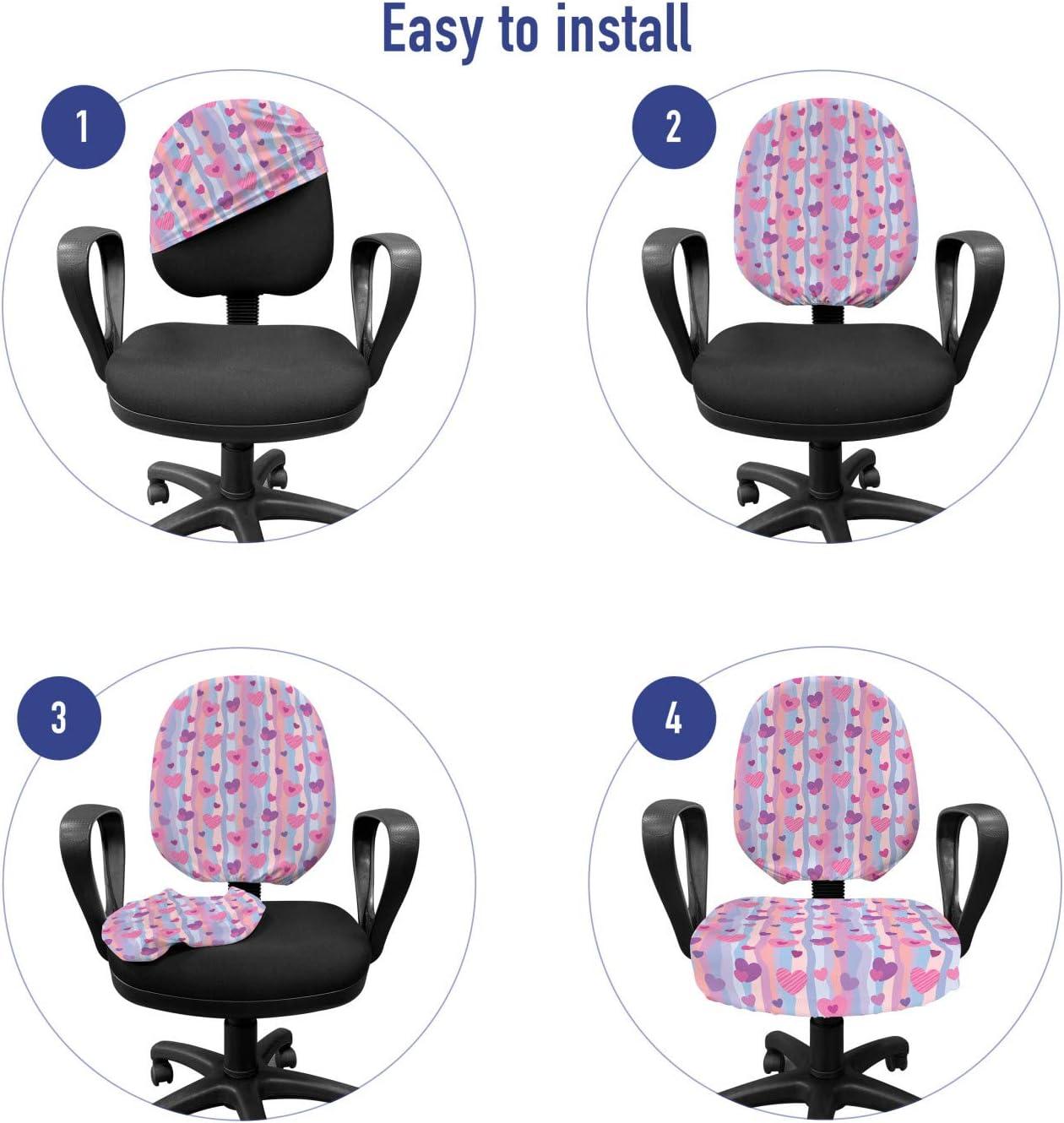 imageAmbesonne Love Office Chair Cover Hearts for Valentine Vertical Stripes Lines Ornament Romance Wedding Stretchable Decorative Universal Size High Back Printed Slipcover Pale Mauve PurplePale Mauve Purple