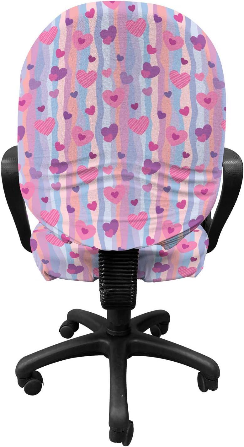 imageAmbesonne Love Office Chair Cover Hearts for Valentine Vertical Stripes Lines Ornament Romance Wedding Stretchable Decorative Universal Size High Back Printed Slipcover Pale Mauve PurplePale Mauve Purple