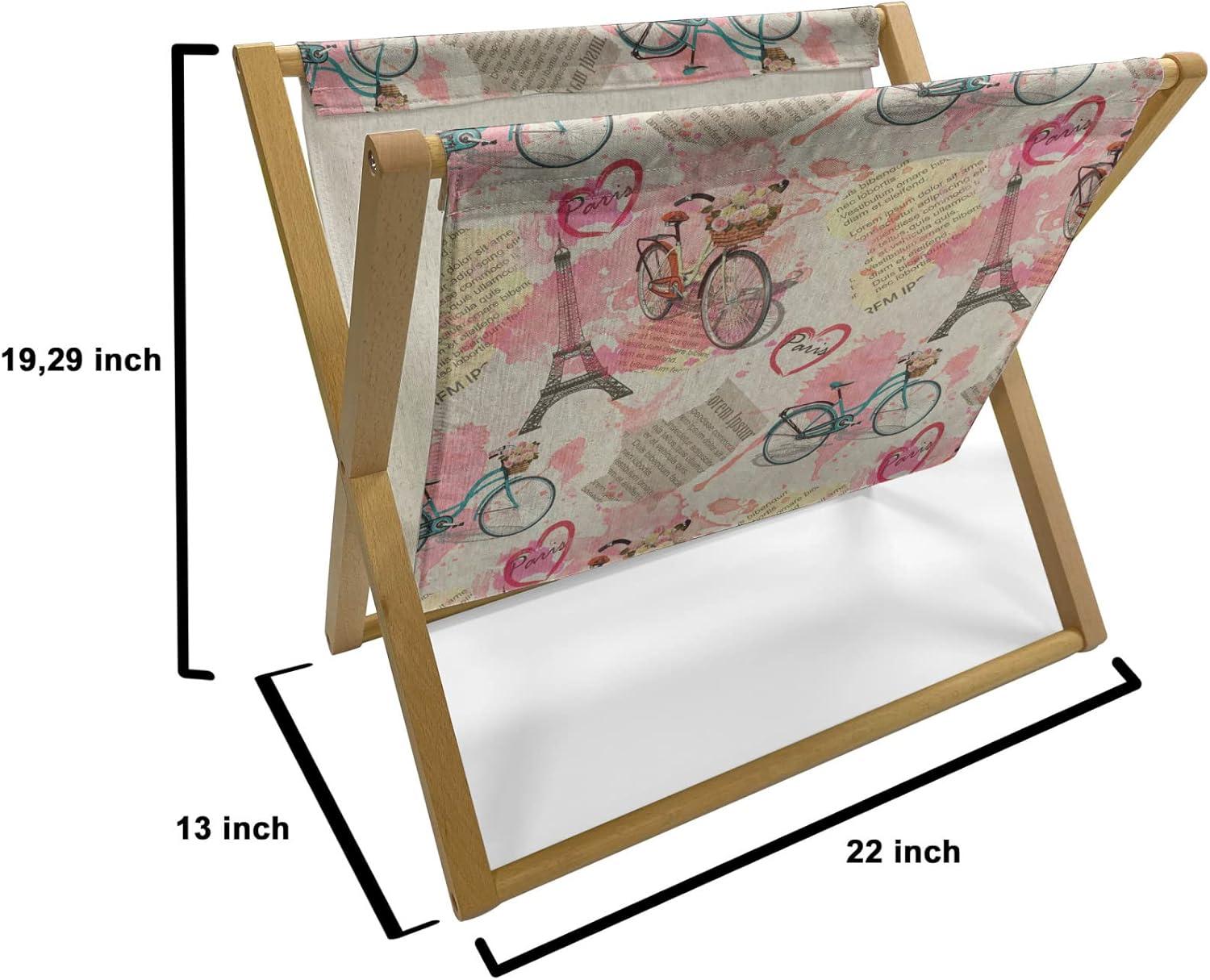 imageAmbesonne Orange Magazine and Book Holder Romantic Valentines Day Bridal Theme Hearts with Swirl Branches Image Floor Rack Decor for Interior of Home amp Office 22 x 19 Dark Brown VermilionPale Blue Pale Pink