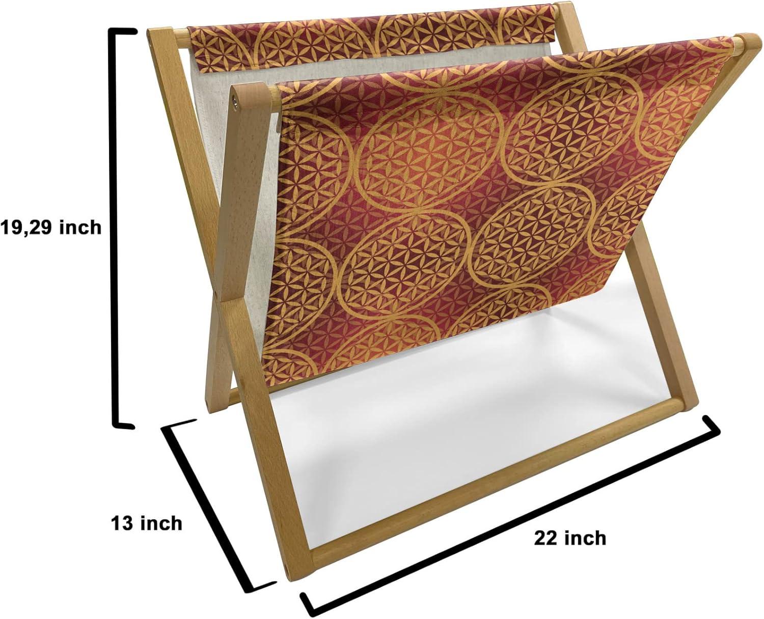 imageAmbesonne Orange Magazine and Book Holder Romantic Valentines Day Bridal Theme Hearts with Swirl Branches Image Floor Rack Decor for Interior of Home amp Office 22 x 19 Dark Brown VermilionMustard Orange