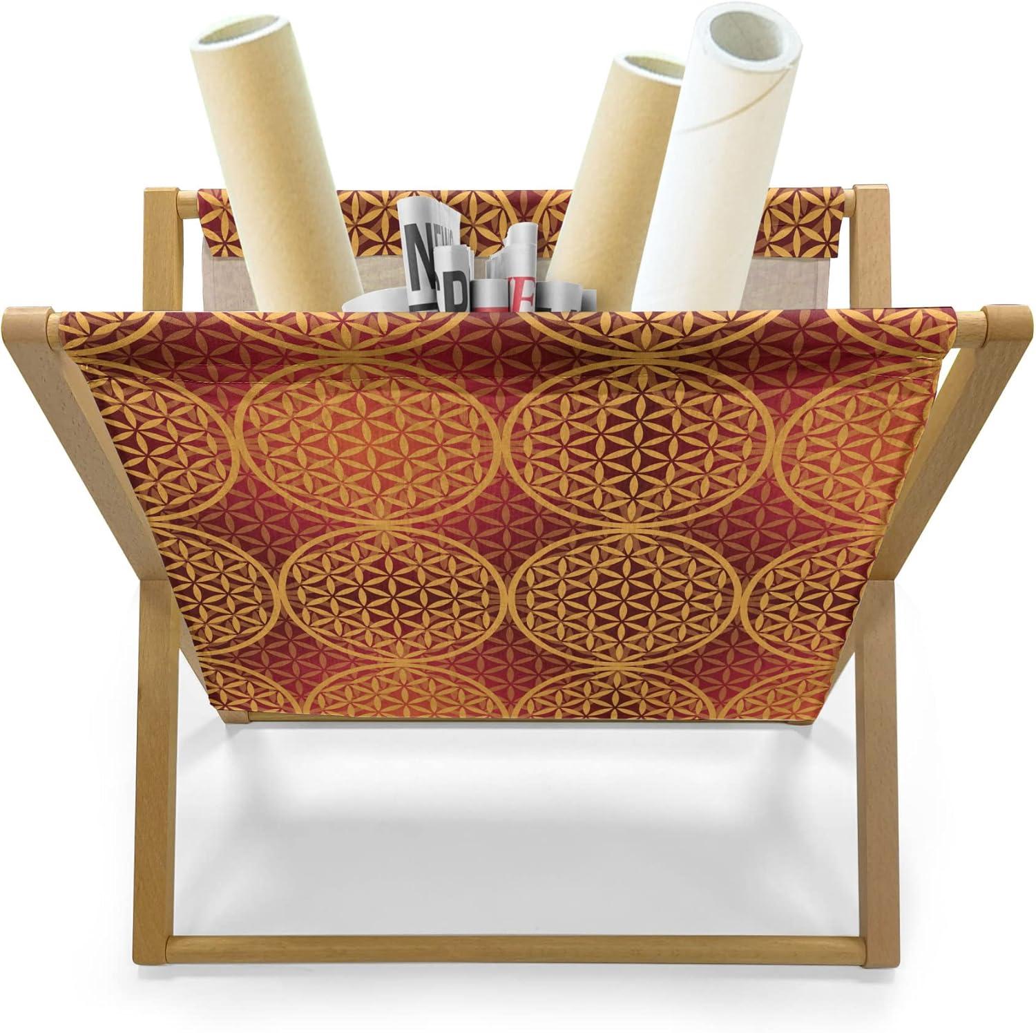 imageAmbesonne Orange Magazine and Book Holder Romantic Valentines Day Bridal Theme Hearts with Swirl Branches Image Floor Rack Decor for Interior of Home amp Office 22 x 19 Dark Brown VermilionMustard Orange