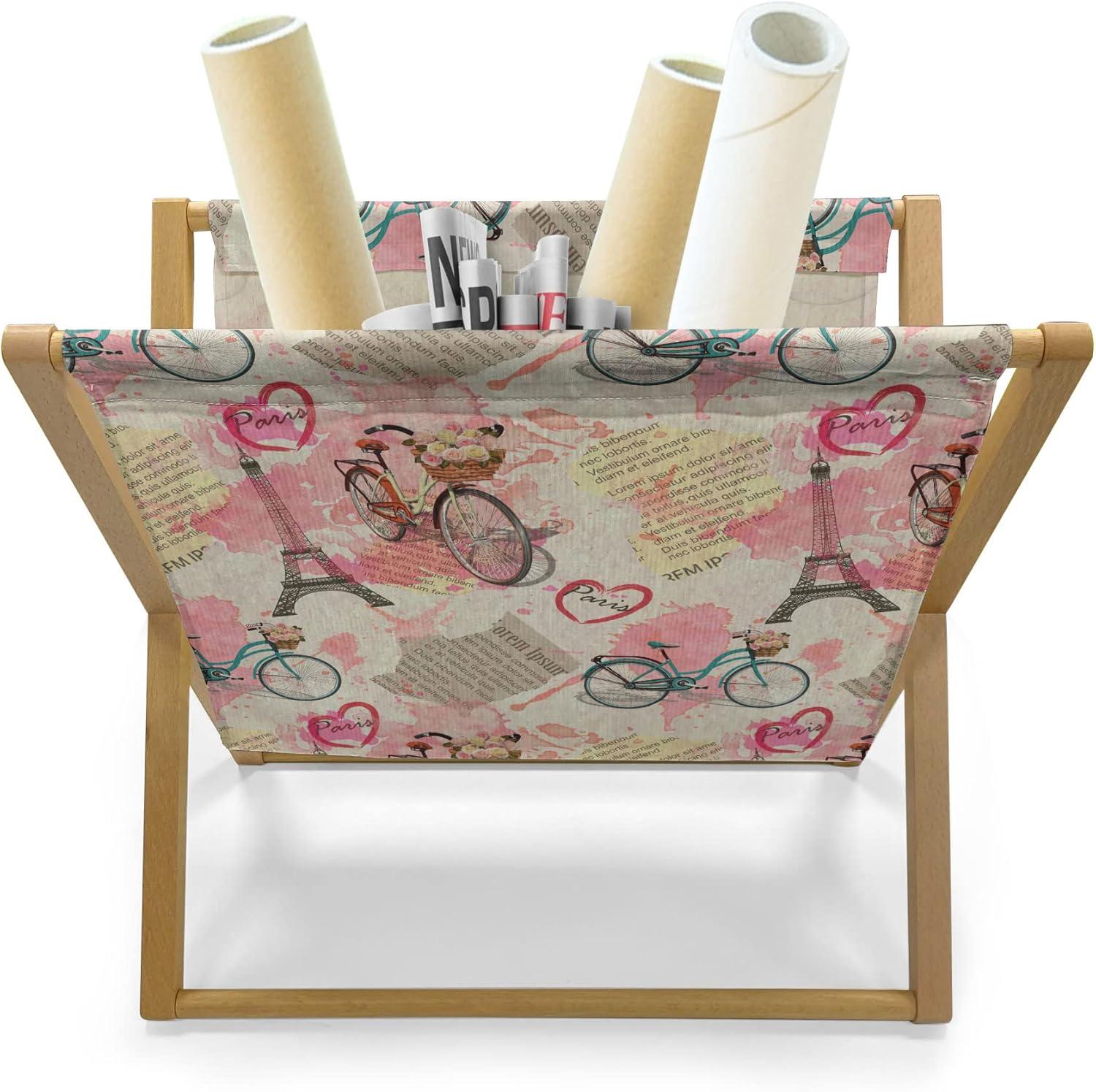 imageAmbesonne Orange Magazine and Book Holder Romantic Valentines Day Bridal Theme Hearts with Swirl Branches Image Floor Rack Decor for Interior of Home amp Office 22 x 19 Dark Brown VermilionPale Blue Pale Pink