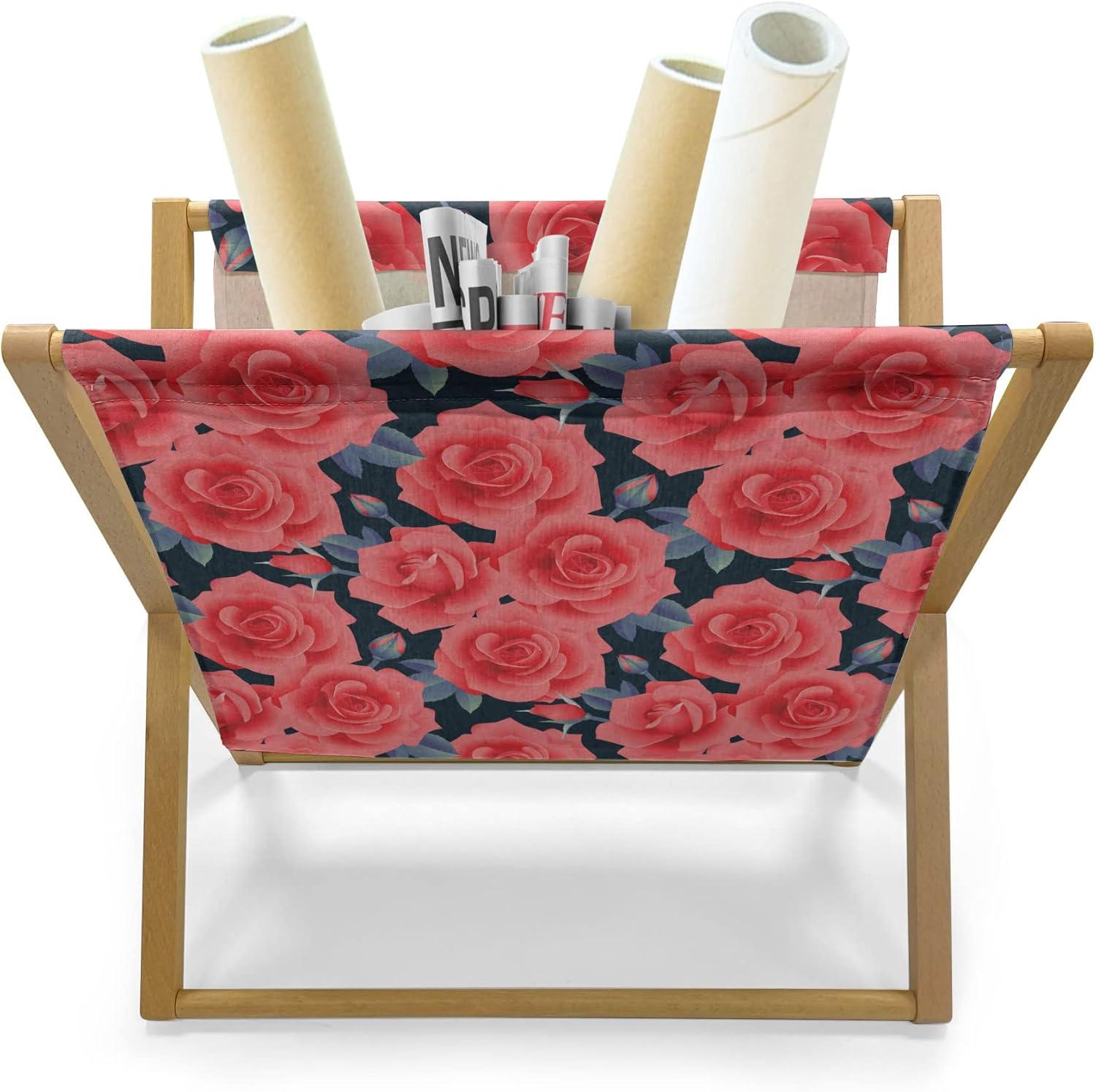 imageAmbesonne Romantic Magazine and Book Holder Flowers Hearts Valentines Celebration Birthday Lovers Twiggy Branches Floor Rack Decor for Interior of Home amp Office 22 x 19 Coral Pale Peach PinkDark Coral Dark Blue