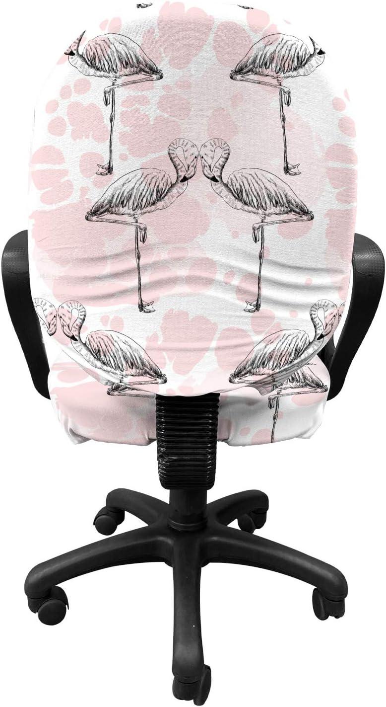 imageAmbesonne Romantic Office Chair Cover Flamingos Shaping Hearts Heads Love Animal Valentines Illustration Stretchable Decorative Universal Size High Back Printed Slipcover Pale Pink GreyPale Pink Grey
