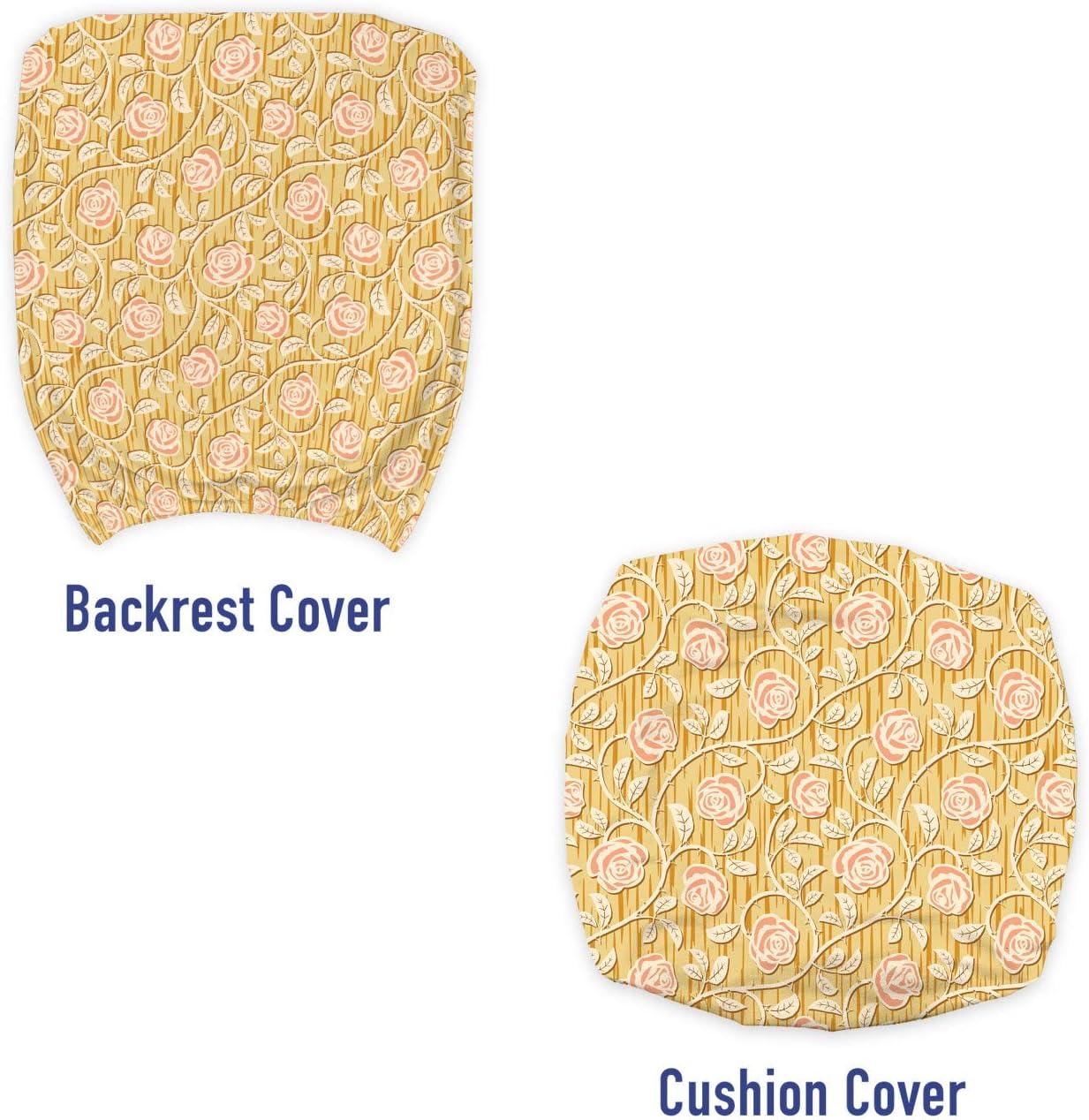 imageAmbesonne Shabby Flora Office Chair Cover Romantic Rose Petals with Branches Nature Beauty Valentine Feminine Print Stretchable Decorative Universal Size High Back Printed Slipcover Pink and YellowPink and Yellow