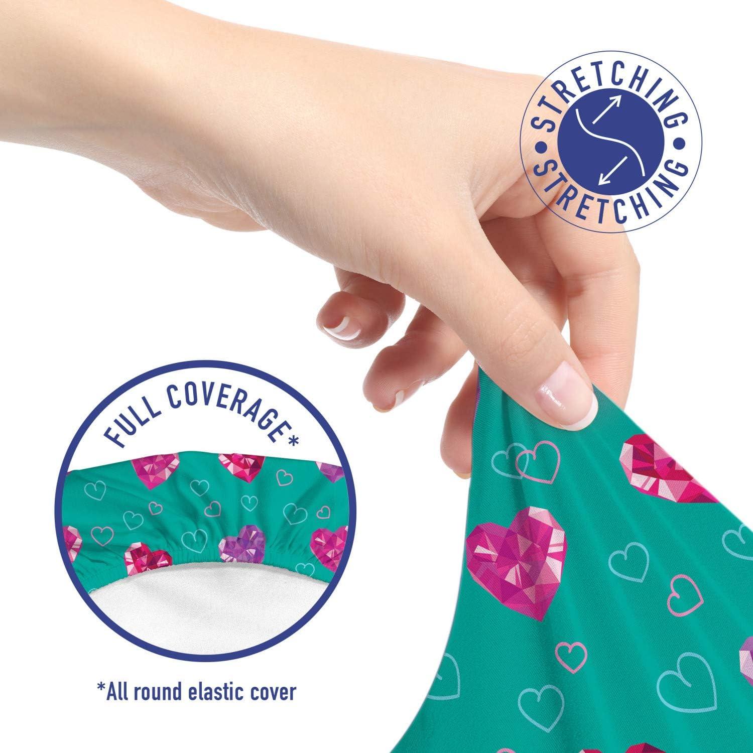 imageAmbesonne Teal Office Chair Cover Crystal Hearts and Gemstone Valentines Day Celebrating Romantic Print Stretchable Decorative Universal Size High Back Printed Slipcover Red Fuchsia TealRed Fuchsia Teal