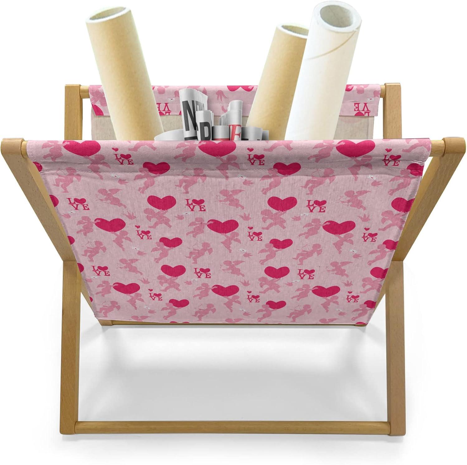 imageAmbesonne Valentines Day Magazine and Book Holder Celebration Theme Hand Drawn Heart Birthday Romantic Graffiti Style Floor Rack Decor for Interior of Home amp Office 22 x 19 Pale Coffee WhiteRose Pink