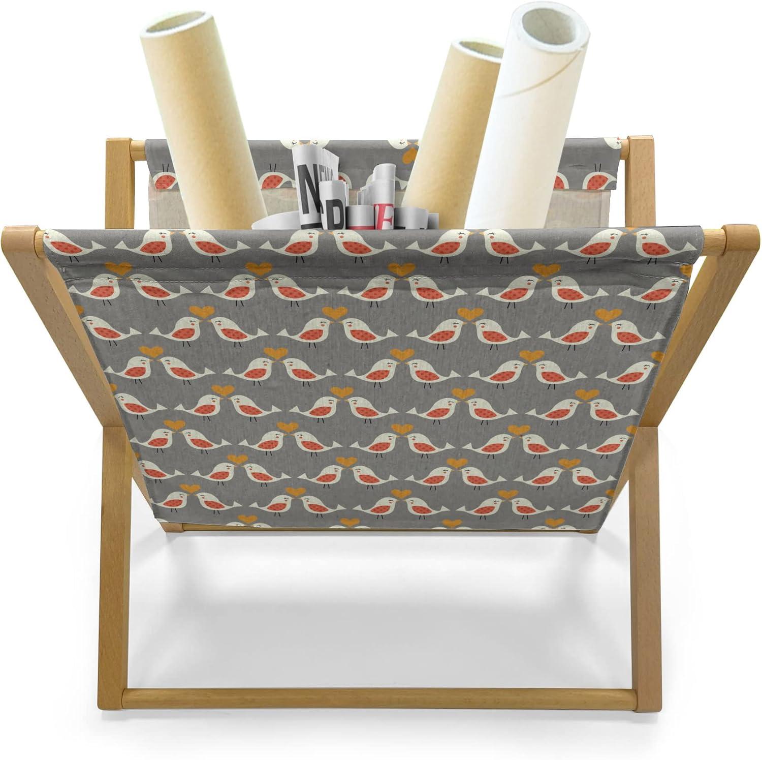 imageAmbesonne Valentines Day Magazine and Book Holder Love Birds and Hearts Kissing Romantic Animals Motif Repetition Floor Rack Decor for Interior of Home amp Office 22 x 19 Apricot Red and GreyApricot Red and Grey
