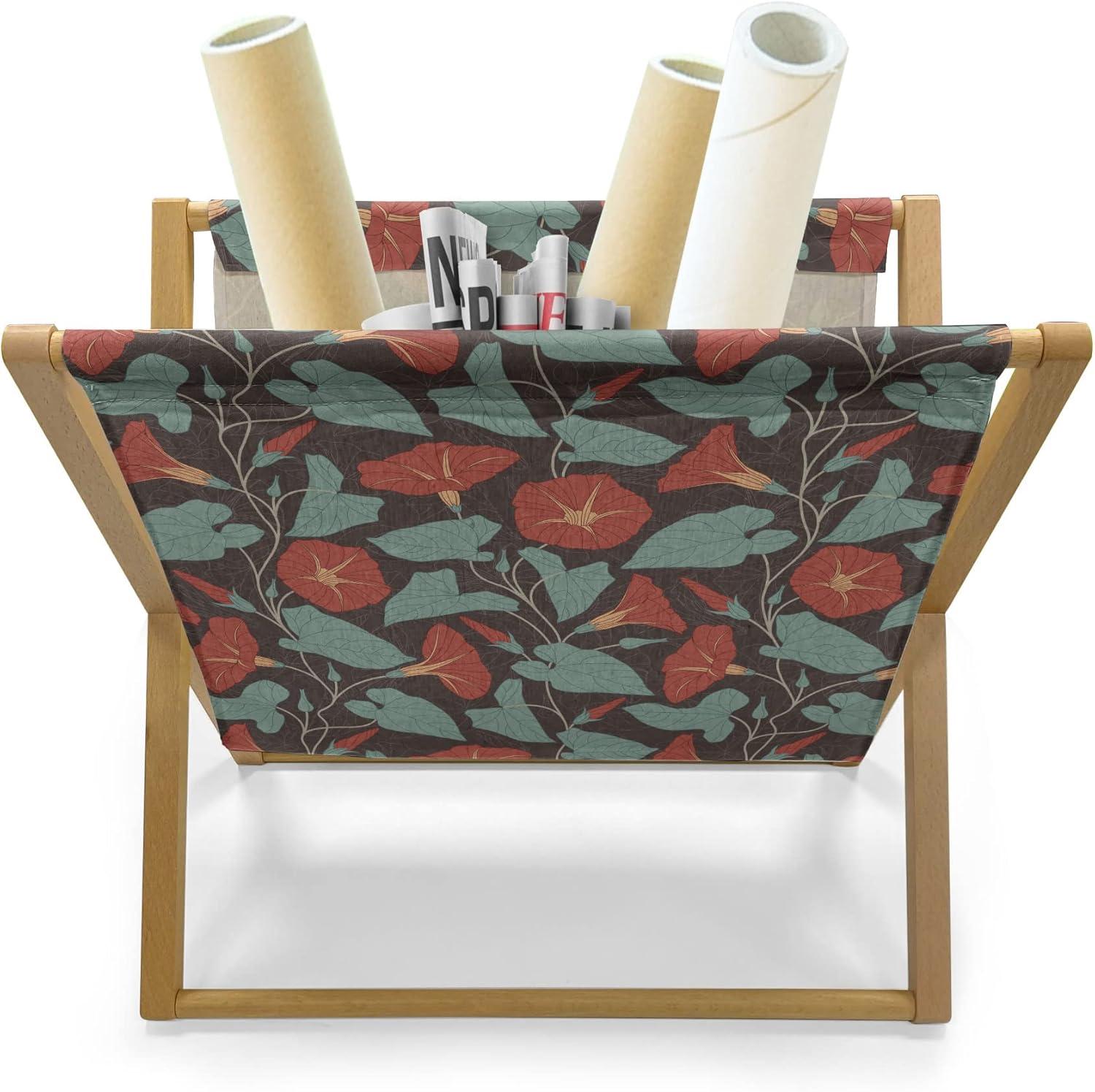 imageAmbesonne Valentines Day Magazine and Book Holder Modern and Arcadia Love Themed Pattern with Hearts Floor Rack Decor for Interior of Home amp Office 22 x 19 Dark Blue Grey and WhiteVermilion Multicolor