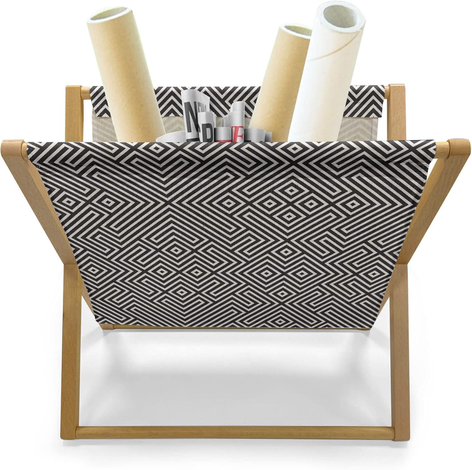 imageAmbesonne Valentines Day Magazine and Book Holder Modern and Arcadia Love Themed Pattern with Hearts Floor Rack Decor for Interior of Home amp Office 22 x 19 Dark Blue Grey and WhiteDark Grey and Eggshell