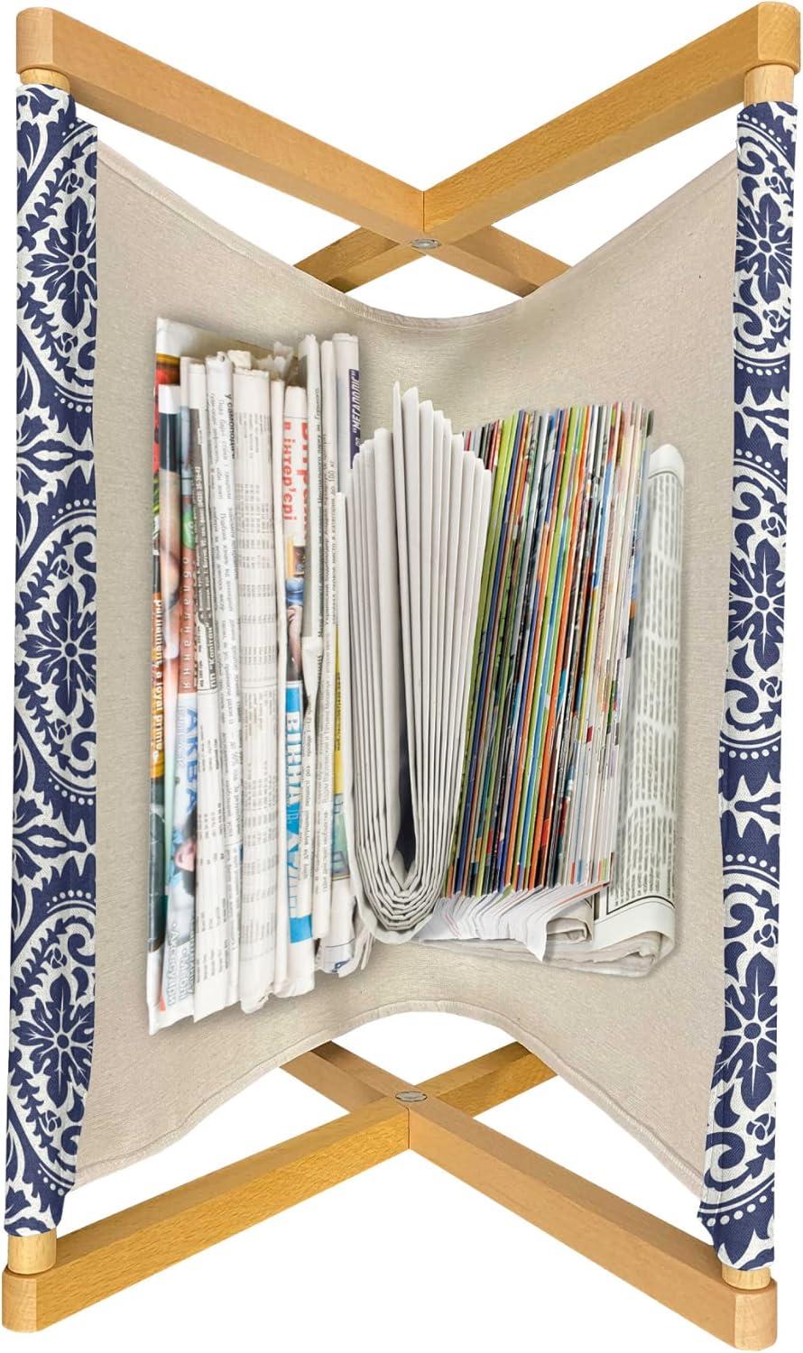 imageAmbesonne Valentines Day Magazine and Book Holder Modern and Arcadia Love Themed Pattern with Hearts Floor Rack Decor for Interior of Home amp Office 22 x 19 Dark Blue Grey and WhiteIndigo and White