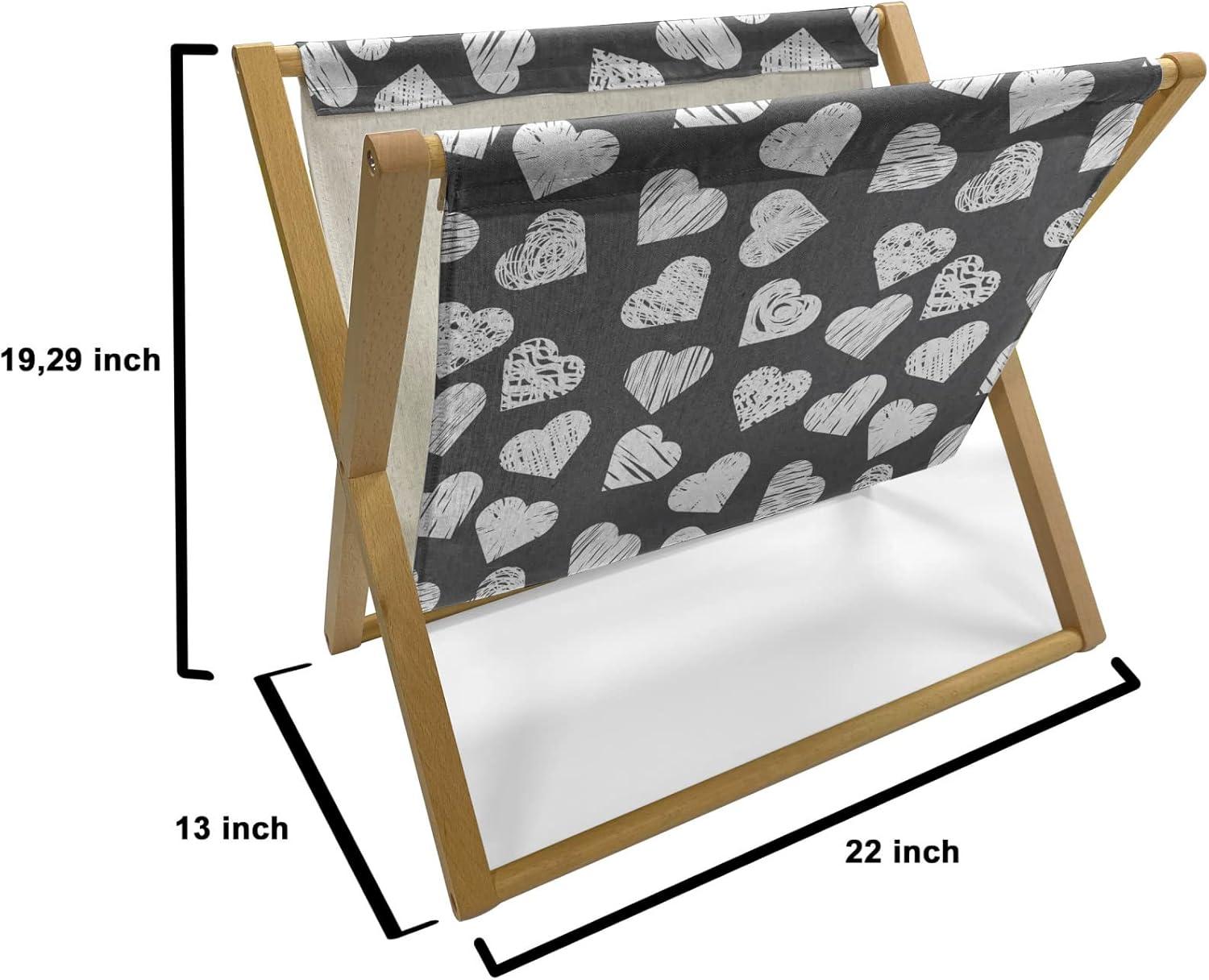 imageAmbesonne Valentines Day Magazine and Book Holder Modern and Arcadia Love Themed Pattern with Hearts Floor Rack Decor for Interior of Home amp Office 22 x 19 Dark Blue Grey and WhiteDark Blue Grey and White