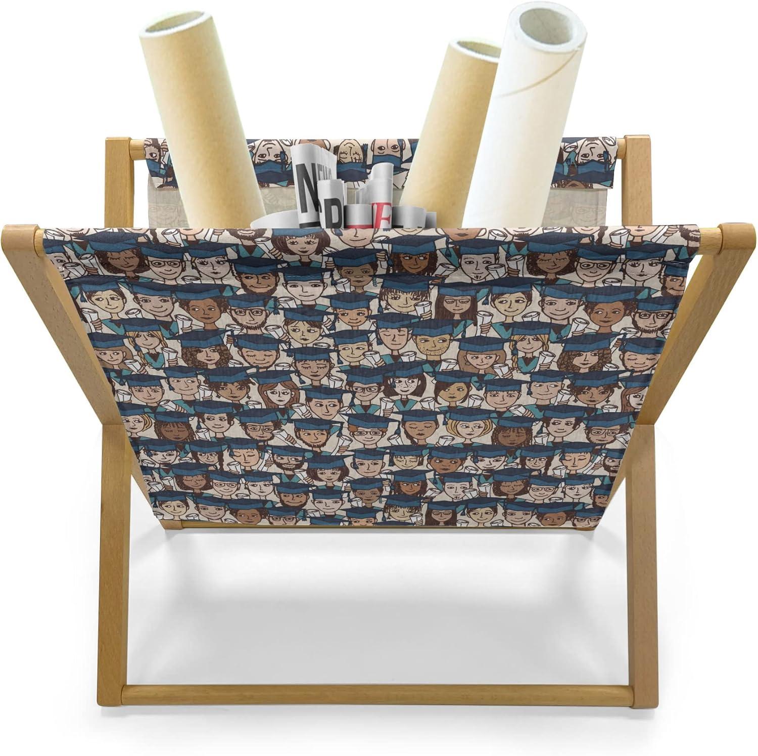 imageAmbesonne Valentines Day Magazine and Book Holder Modern and Arcadia Love Themed Pattern with Hearts Floor Rack Decor for Interior of Home amp Office 22 x 19 Dark Blue Grey and WhiteNight Blue Multicolor