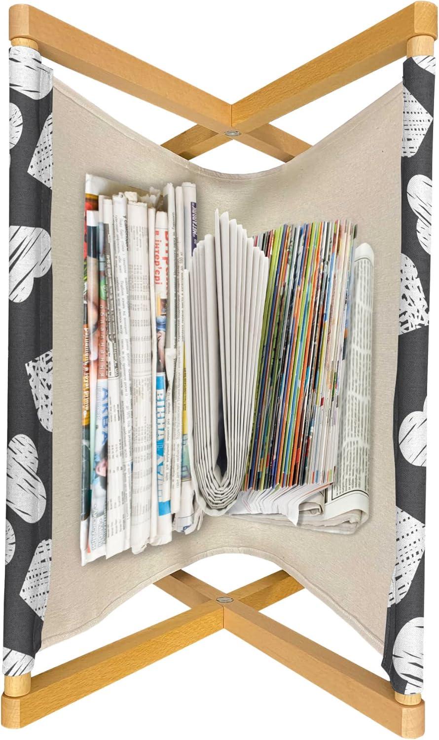 imageAmbesonne Valentines Day Magazine and Book Holder Modern and Arcadia Love Themed Pattern with Hearts Floor Rack Decor for Interior of Home amp Office 22 x 19 Dark Blue Grey and WhiteDark Blue Grey and White