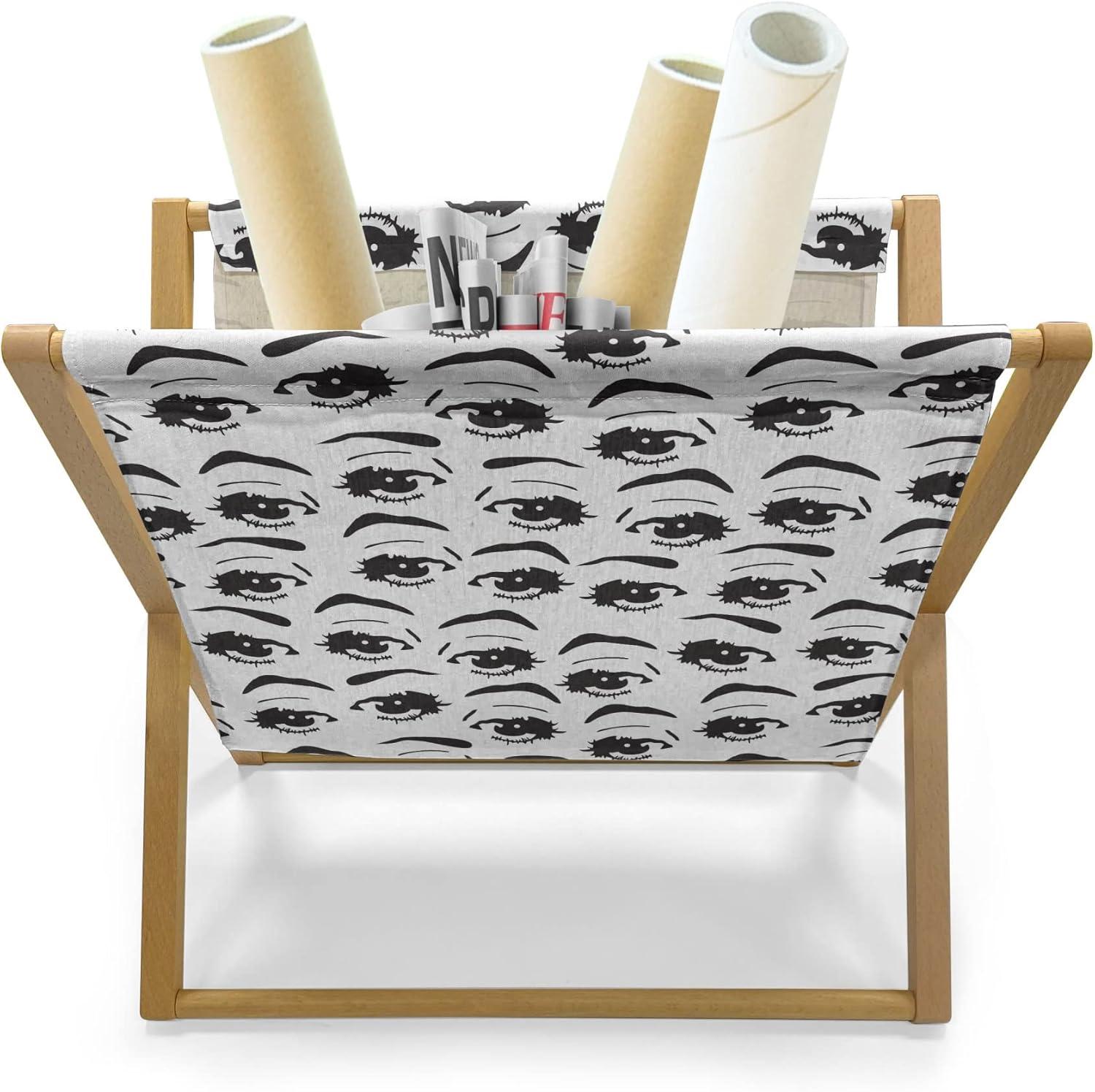 imageAmbesonne Valentines Day Magazine and Book Holder Modern and Arcadia Love Themed Pattern with Hearts Floor Rack Decor for Interior of Home amp Office 22 x 19 Dark Blue Grey and WhiteBlack and White