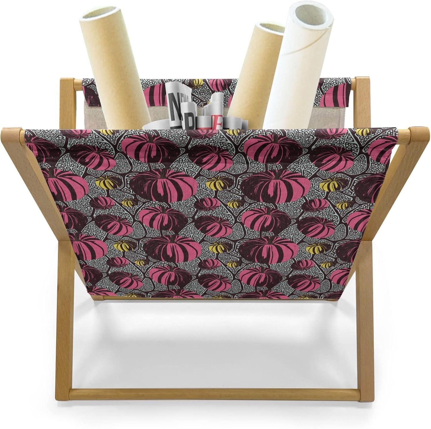 imageAmbesonne Valentines Day Magazine and Book Holder Streaks with Heart Motifs on The Edge Romantic Love Pattern Floor Rack Decor for Interior of Home amp Office 22 x 19 Dark Coral and Dark GreyPink Mustard and Grey