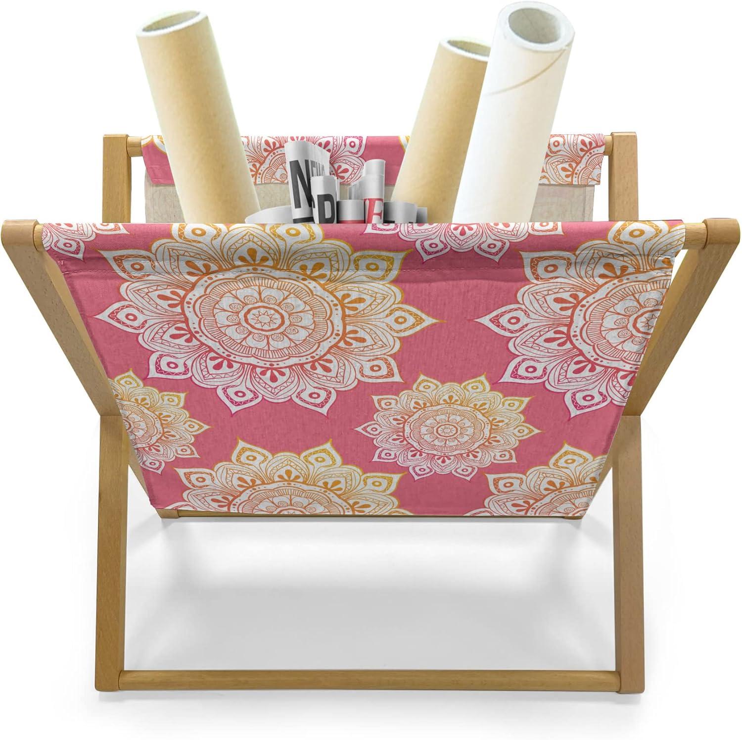 imageAmbesonne Valentines Day Magazine and Book Holder Streaks with Heart Motifs on The Edge Romantic Love Pattern Floor Rack Decor for Interior of Home amp Office 22 x 19 Dark Coral and Dark GreyPastel Pink Marigold