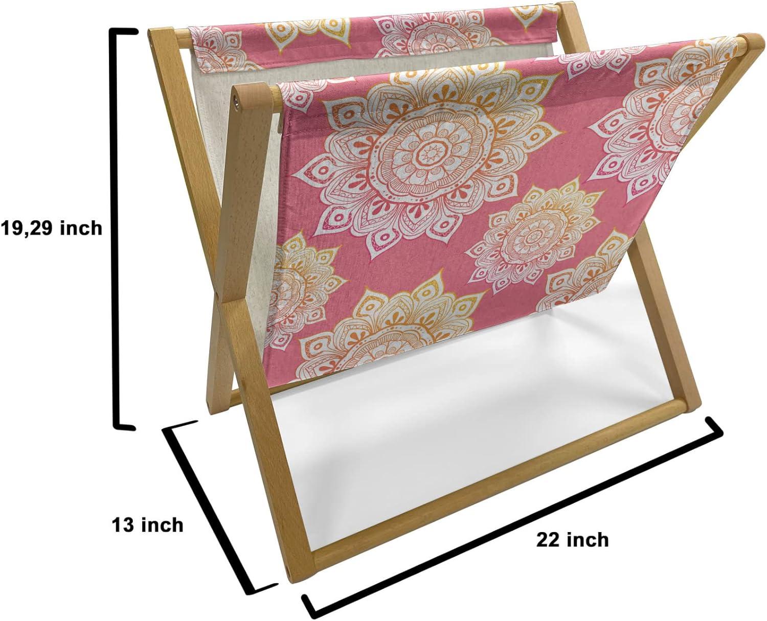 imageAmbesonne Valentines Day Magazine and Book Holder Streaks with Heart Motifs on The Edge Romantic Love Pattern Floor Rack Decor for Interior of Home amp Office 22 x 19 Dark Coral and Dark GreyPastel Pink Marigold
