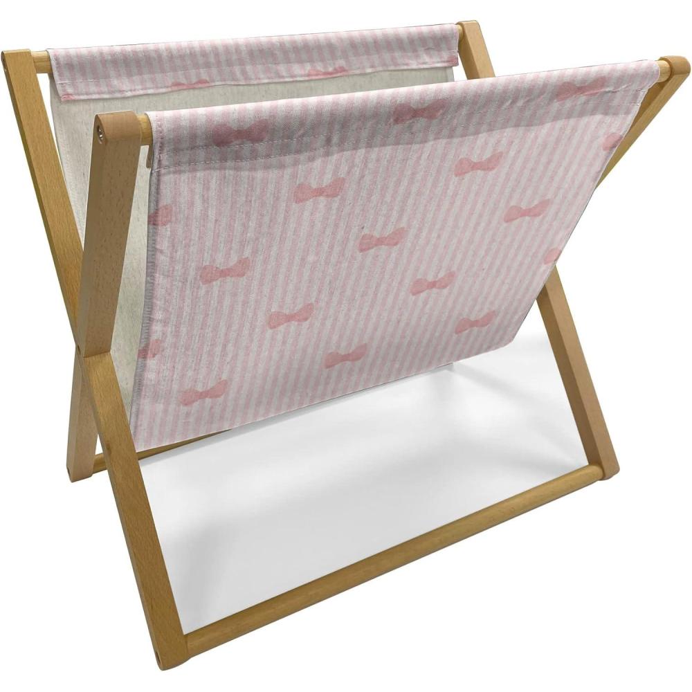 imageAmbesonne Cartoon Magazine and Book Holder Vertical Stripes with Bow Ties Pale Palette Illustration Valentines Day Floor Rack Decor for Interior of Home amp Office 22 x 19 Pale Pink RosePale Pink Rose