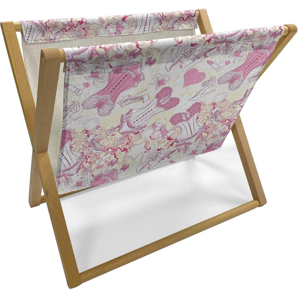 imageAmbesonne Feminine Magazine and Book Holder Pattern of Lipstick Kiss Marks Woman Valentines Wedding Theme Illustration Floor Rack Decor for Interior of Home amp Office 22 x 19 White RedBeige and Pink