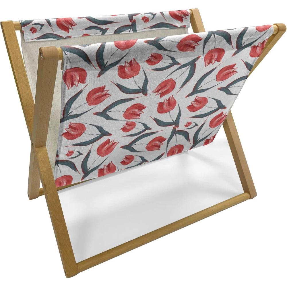 imageAmbesonne Feminine Magazine and Book Holder Pattern of Lipstick Kiss Marks Woman Valentines Wedding Theme Illustration Floor Rack Decor for Interior of Home amp Office 22 x 19 White RedRed Green
