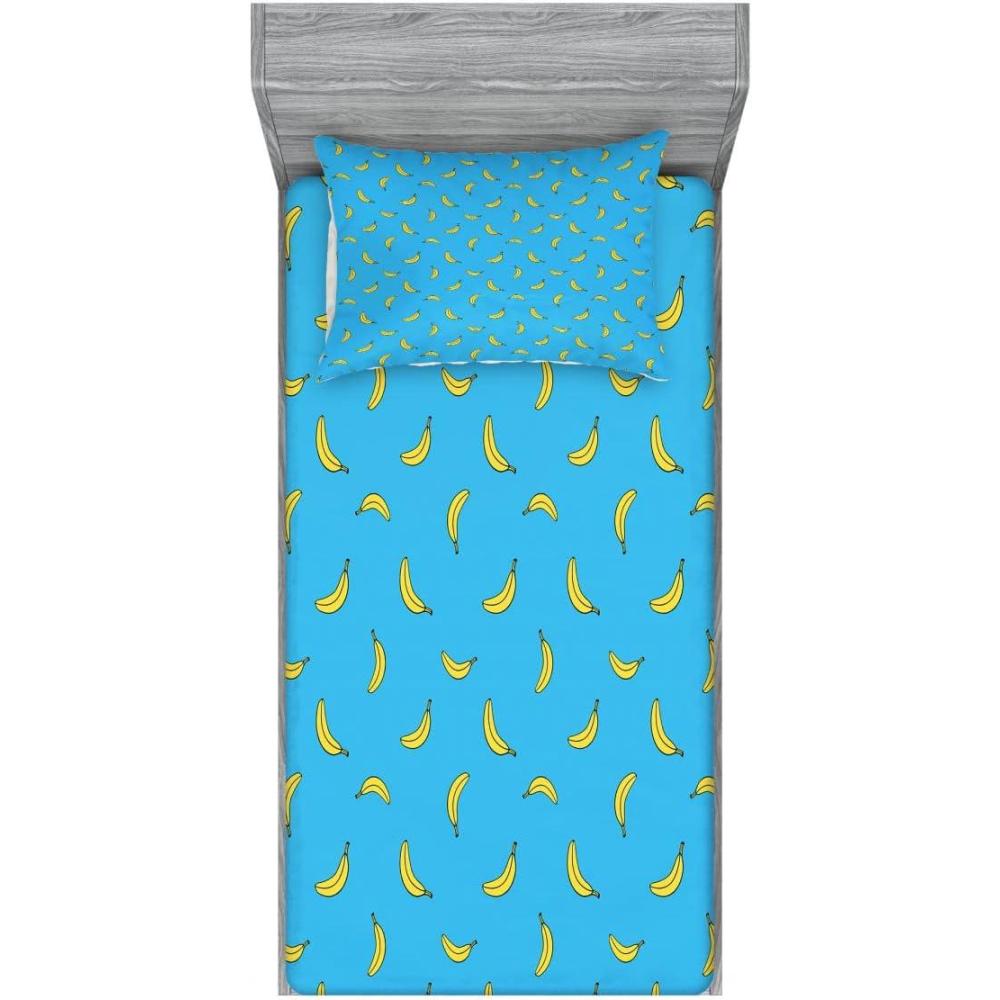 imageAmbesonne Fox Fitted Sheet amp Pillow Sham Set Fox in The Winter Forest Abstract Cartoon Trees and Nature Animal Pattern Decorative Printed 2 Piece Bedding Decor Set Twin Pale Sage Green OrangeYellow and Blue