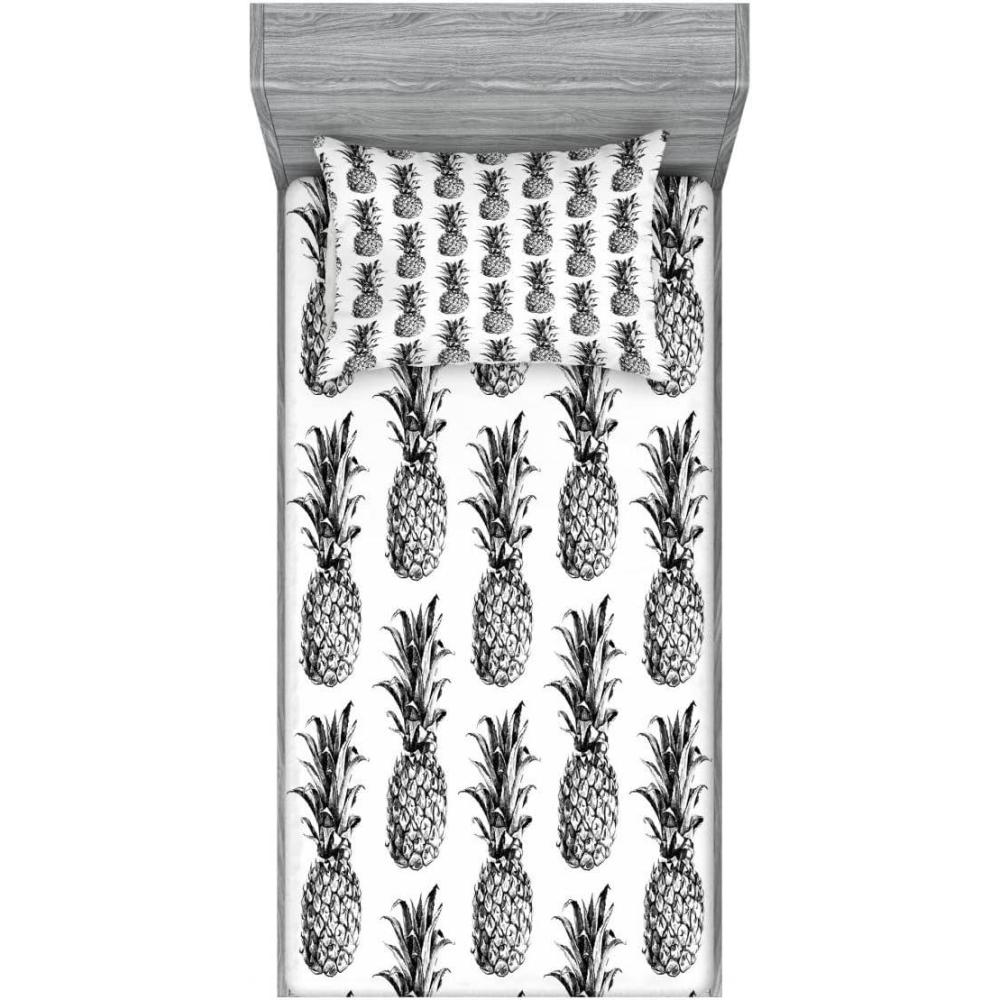 imageAmbesonne Fox Fitted Sheet amp Pillow Sham Set Fox in The Winter Forest Abstract Cartoon Trees and Nature Animal Pattern Decorative Printed 2 Piece Bedding Decor Set Twin Pale Sage Green OrangeBlack Gray