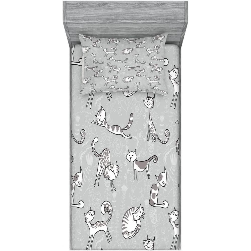imageAmbesonne Fox Fitted Sheet amp Pillow Sham Set Fox in The Winter Forest Abstract Cartoon Trees and Nature Animal Pattern Decorative Printed 2 Piece Bedding Decor Set Twin Pale Sage Green OrangePale Grey