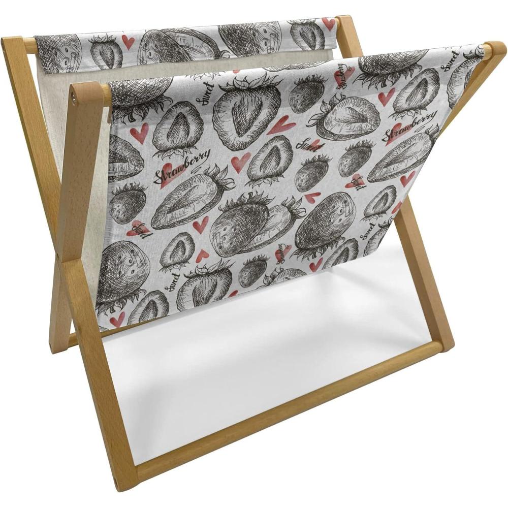 imageAmbesonne Hearts Magazine and Book Holder Pastel Heart Shaped Spots Valentine Gift Wrapping Pattern Dotty Floor Rack Decor for Interior of Home amp Office 22 x 19 Dark Pink and CoralGrey Vermilion and White