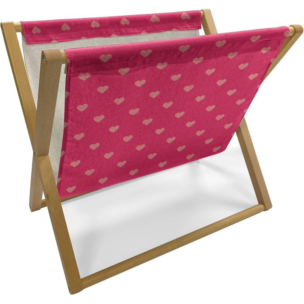 imageAmbesonne Hearts Magazine and Book Holder Pastel Heart Shaped Spots Valentine Gift Wrapping Pattern Dotty Floor Rack Decor for Interior of Home amp Office 22 x 19 Dark Pink and CoralDark Pink and Coral