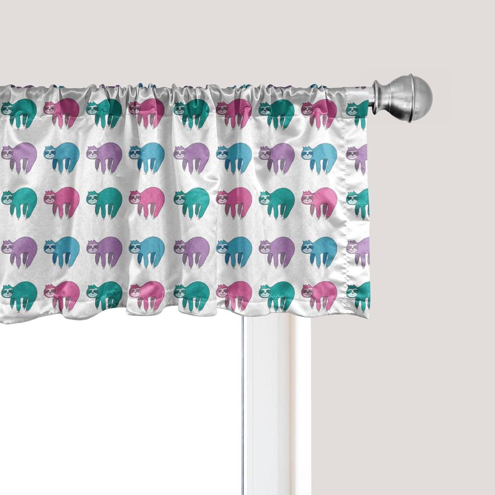 imageAmbesonne Lemons Window Valance Continuous Citrus Fruits Leaves Refreshing Cartoon Pattern Curtain Valance for Kitchen Bedroom Decor with Rod Pocket 54 X 18 Lime Green Earth YellowDark Seafoam Pink