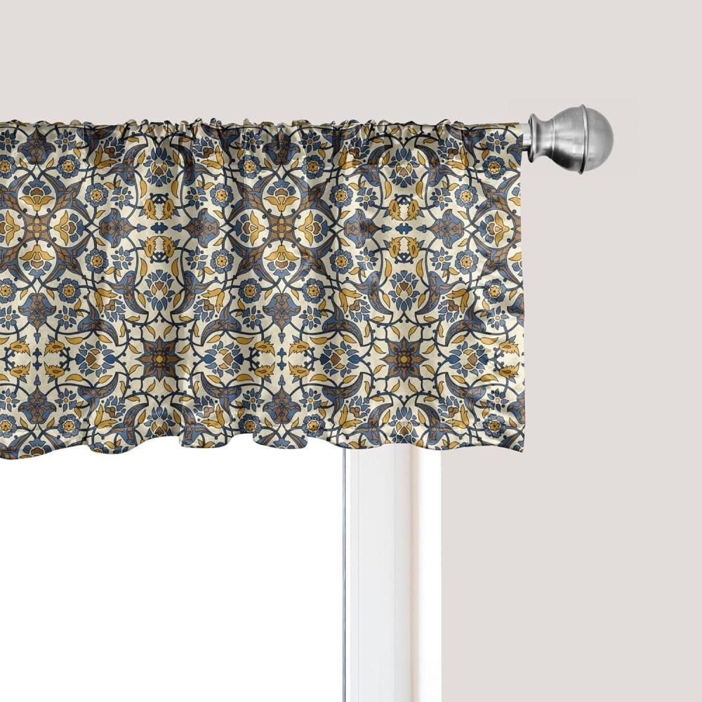 imageAmbesonne Lemons Window Valance Continuous Citrus Fruits Leaves Refreshing Cartoon Pattern Curtain Valance for Kitchen Bedroom Decor with Rod Pocket 54 X 18 Lime Green Earth YellowEarth Yellow Slate Blue