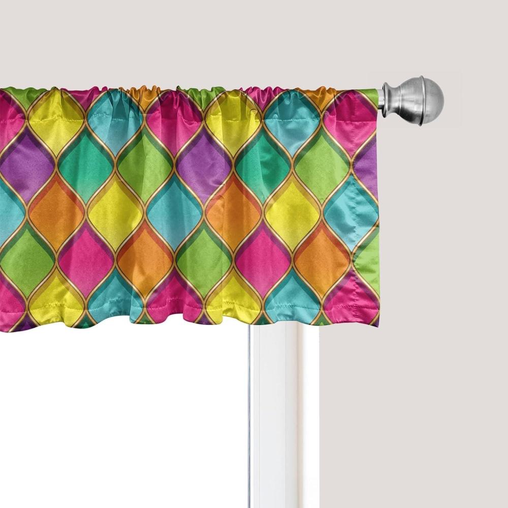 imageAmbesonne Lemons Window Valance Continuous Citrus Fruits Leaves Refreshing Cartoon Pattern Curtain Valance for Kitchen Bedroom Decor with Rod Pocket 54 X 18 Lime Green Earth YellowMulti Color