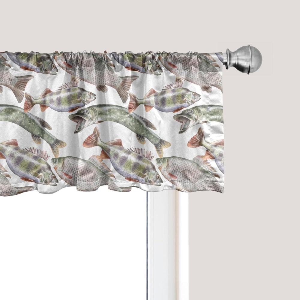 imageAmbesonne Lemons Window Valance Continuous Citrus Fruits Leaves Refreshing Cartoon Pattern Curtain Valance for Kitchen Bedroom Decor with Rod Pocket 54 X 18 Lime Green Earth YellowPale Blue Grey