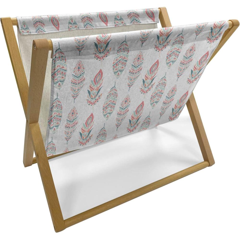 imageAmbesonne Rose Magazine and Book Holder Valentines Day Retro Style Petals with Leaves Ornamental Growth Pattern Floor Rack Decor for Interior of Home amp Office 22 x 19 Ruby Hunter Green BlackDark Coral and Seafoam