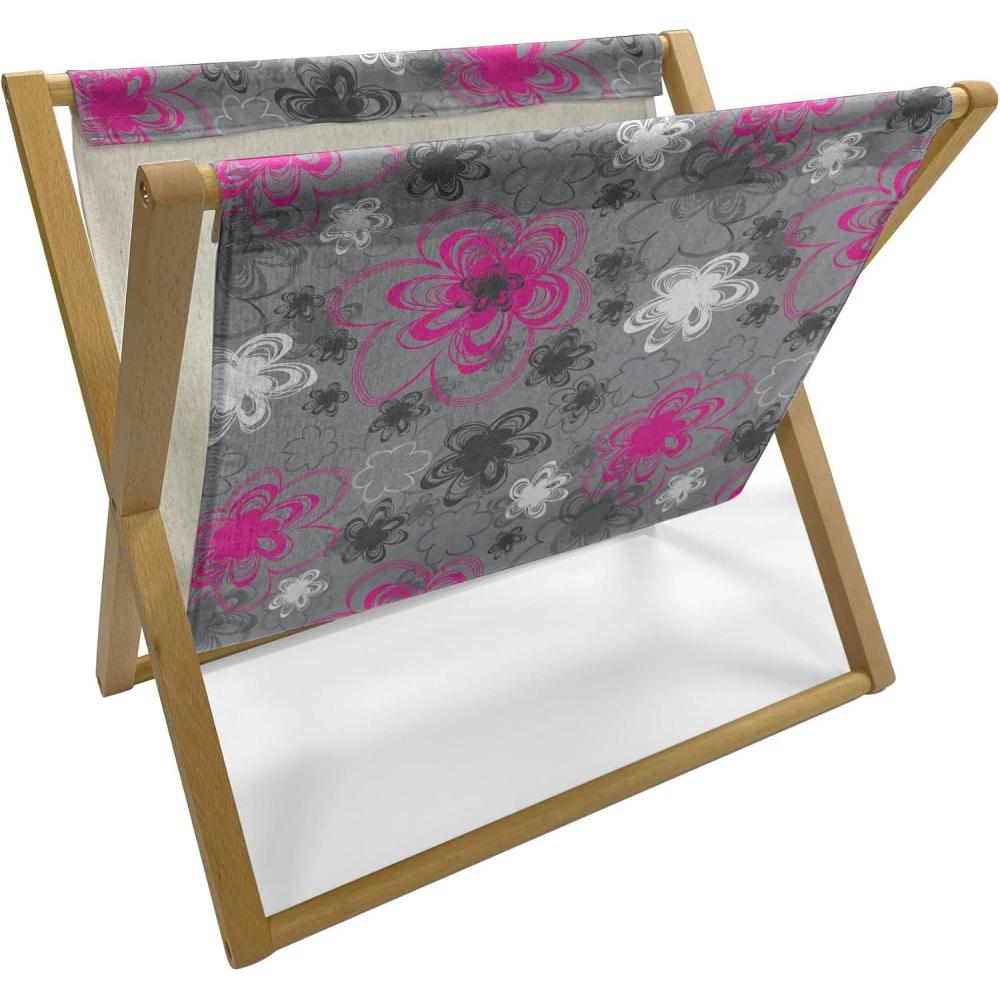 imageAmbesonne Rose Magazine and Book Holder Valentines Day Retro Style Petals with Leaves Ornamental Growth Pattern Floor Rack Decor for Interior of Home amp Office 22 x 19 Ruby Hunter Green BlackHot Pink Black Grey