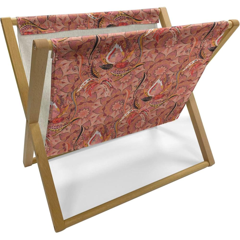 imageAmbesonne Rose Magazine and Book Holder Valentines Day Retro Style Petals with Leaves Ornamental Growth Pattern Floor Rack Decor for Interior of Home amp Office 22 x 19 Ruby Hunter Green BlackPeach Orange Black