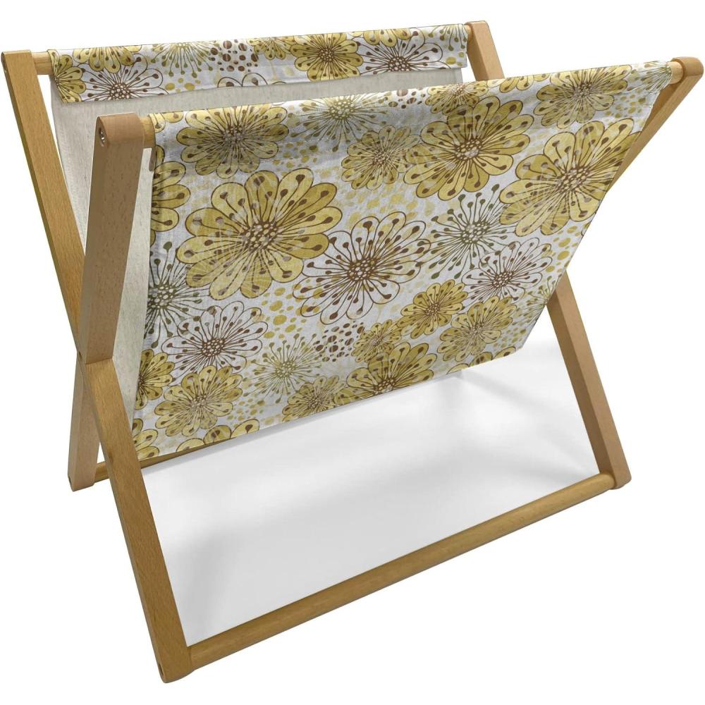 imageAmbesonne Rose Magazine and Book Holder Valentines Day Retro Style Petals with Leaves Ornamental Growth Pattern Floor Rack Decor for Interior of Home amp Office 22 x 19 Ruby Hunter Green BlackKhaki Brown White