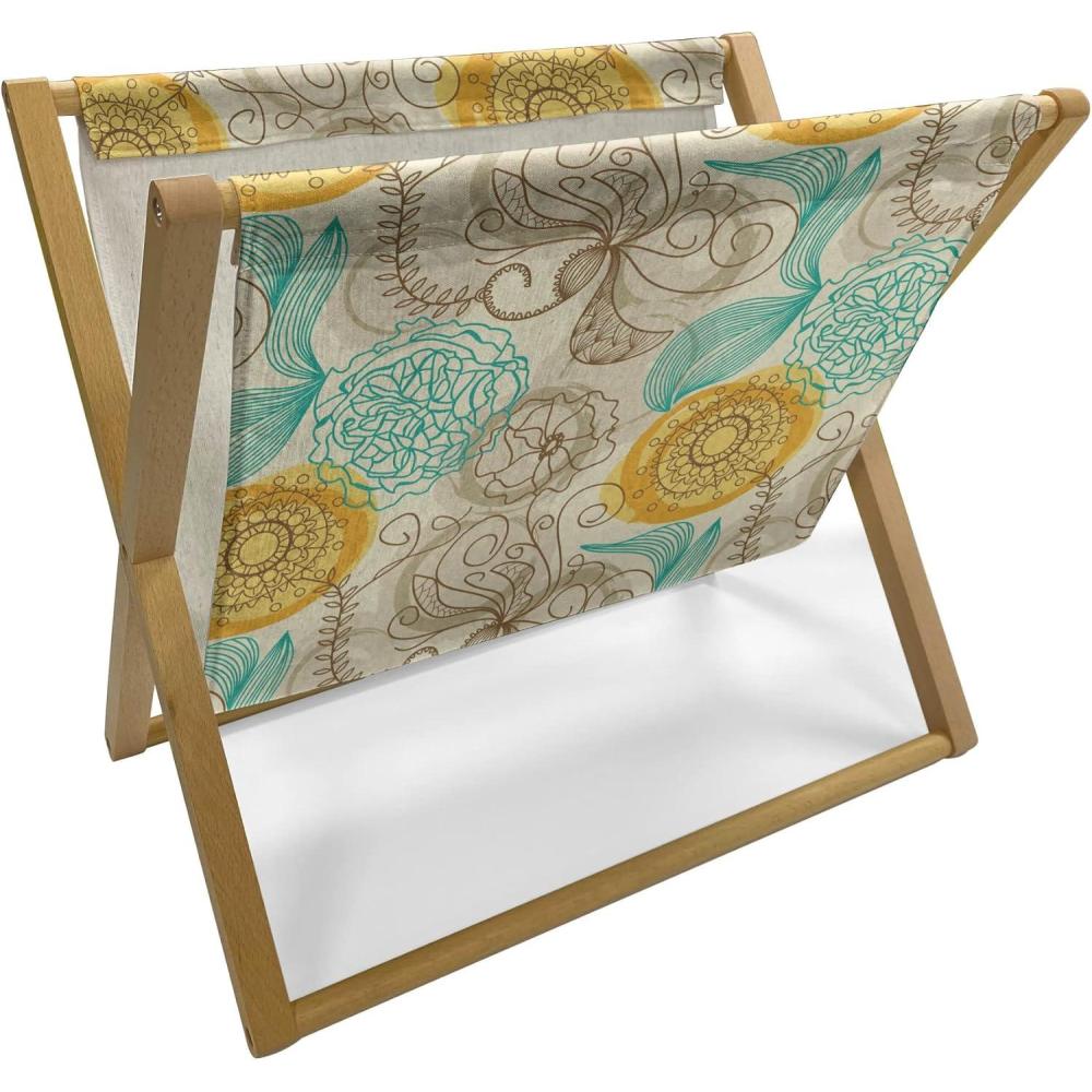 imageAmbesonne Rose Magazine and Book Holder Valentines Day Retro Style Petals with Leaves Ornamental Growth Pattern Floor Rack Decor for Interior of Home amp Office 22 x 19 Ruby Hunter Green BlackTan Turquoise Marigold