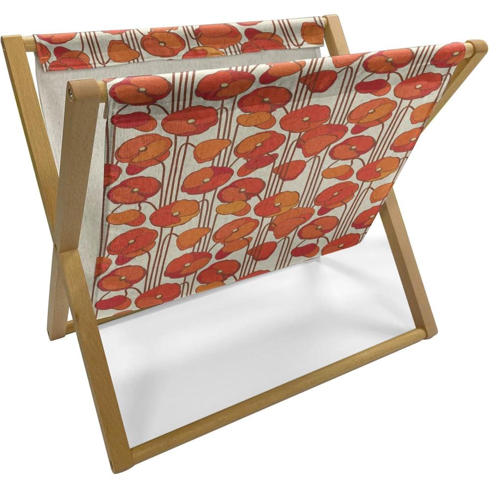 imageAmbesonne Rose Magazine and Book Holder Valentines Day Retro Style Petals with Leaves Ornamental Growth Pattern Floor Rack Decor for Interior of Home amp Office 22 x 19 Ruby Hunter Green BlackOrange and Ivory