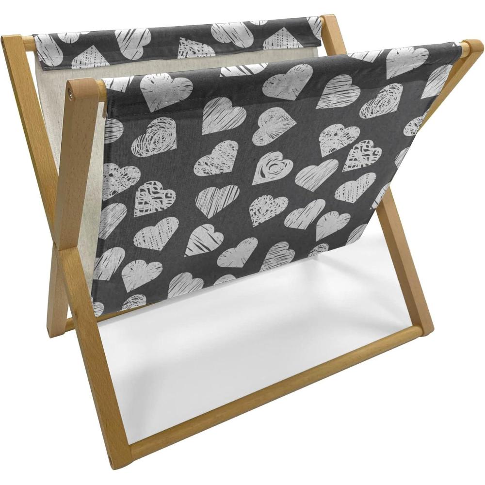 imageAmbesonne Valentines Day Magazine and Book Holder Modern and Arcadia Love Themed Pattern with Hearts Floor Rack Decor for Interior of Home amp Office 22 x 19 Dark Blue Grey and WhiteDark Blue Grey and White