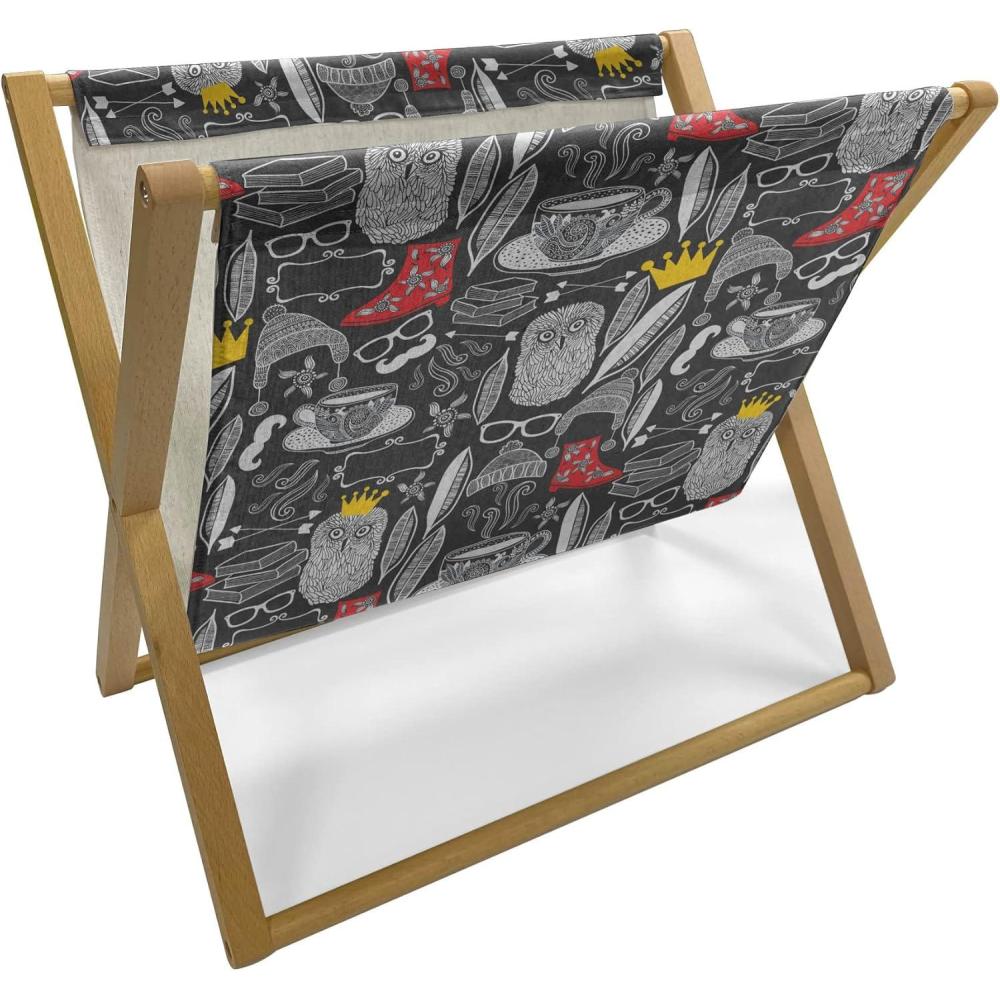 imageAmbesonne Valentines Day Magazine and Book Holder Modern and Arcadia Love Themed Pattern with Hearts Floor Rack Decor for Interior of Home amp Office 22 x 19 Dark Blue Grey and WhiteCharcoal Grey Yellow