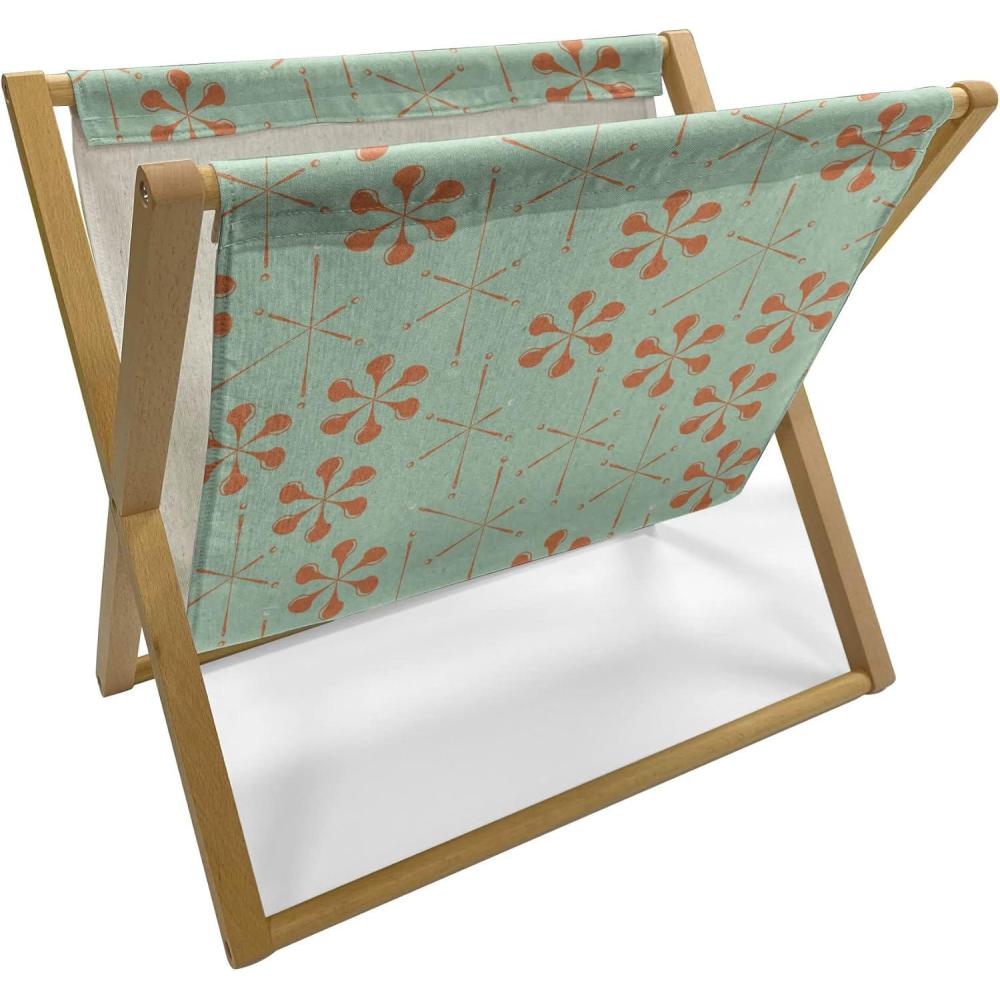 imageAmbesonne Valentines Day Magazine and Book Holder Romantic Theme Couple of Flamingos with Heart Motifs on Stripes Floor Rack Decor for Interior of Home amp Office 22 x 19 Dark Coral Pale BlueBurnt Orange Almond Green