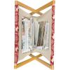 Ambesonne Cartoon Magazine and Book Holder, Vertical Stripes with Bow Ties Pale Palette Illustration Valentines Day, Floor Rack Decor for Interior of Home & Office, 22″ x 19″, Pale Pink Rose(Red Beige)