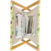 Ambesonne Cartoon Magazine and Book Holder, Vertical Stripes with Bow Ties Pale Palette Illustration Valentines Day, Floor Rack Decor for Interior of Home & Office, 22″ x 19″, Pale Pink Rose(Green Red Yellow)