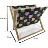 Ambesonne Cartoon Magazine and Book Holder, Vertical Stripes with Bow Ties Pale Palette Illustration Valentines Day, Floor Rack Decor for Interior of Home & Office, 22″ x 19″, Pale Pink Rose(Black Multicolor)