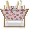 Ambesonne Feminine Magazine and Book Holder, Pattern of Lipstick Kiss Marks Woman Valentines Wedding Theme Illustration, Floor Rack Decor for Interior of Home & Office, 22″ x 19″, White Red(White Red)