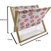 Ambesonne Feminine Magazine and Book Holder, Pattern of Lipstick Kiss Marks Woman Valentines Wedding Theme Illustration, Floor Rack Decor for Interior of Home & Office, 22″ x 19″, White Red(White Red)